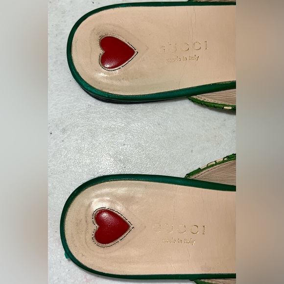 GUCCI PRINCETOWN LEATHER AND LACE MULES - Picture 5 of 9